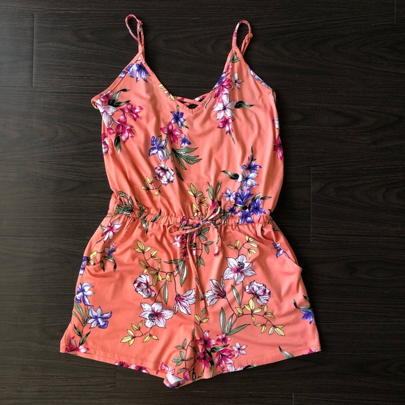 Pants - Coral floral romper